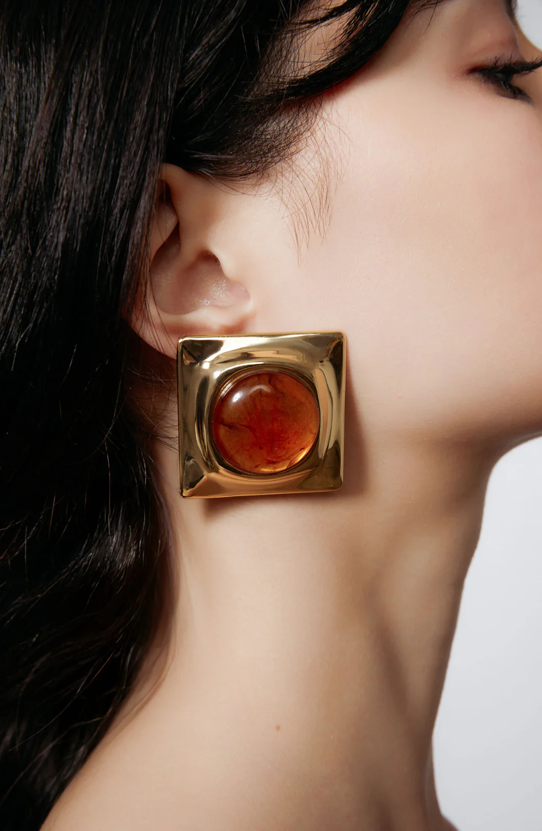 Joan Earrings - Gold & Amber - Image 2