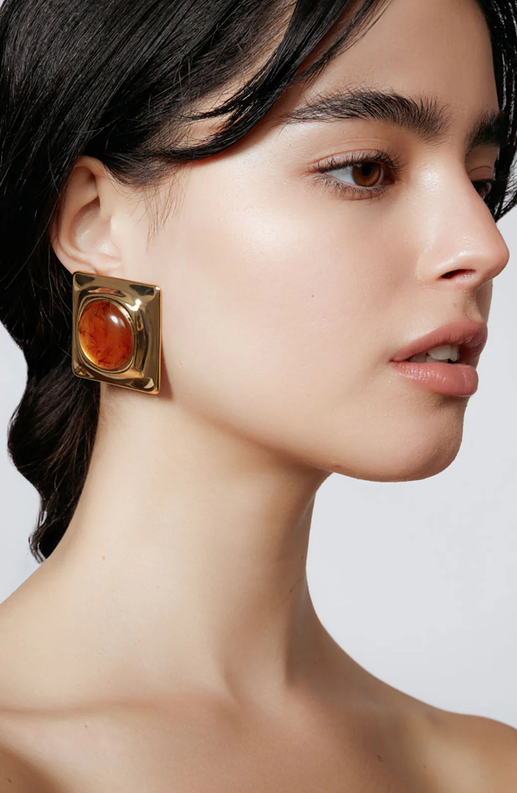 Joan Earrings - Gold & Amber - Image 3