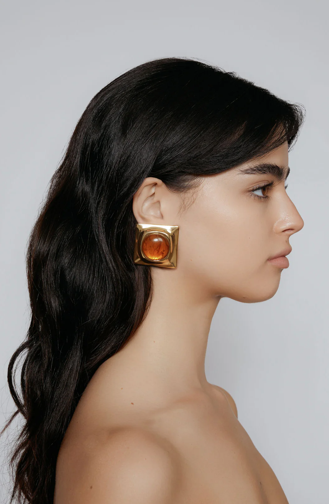 Joan Earrings - Gold & Amber - Image 4