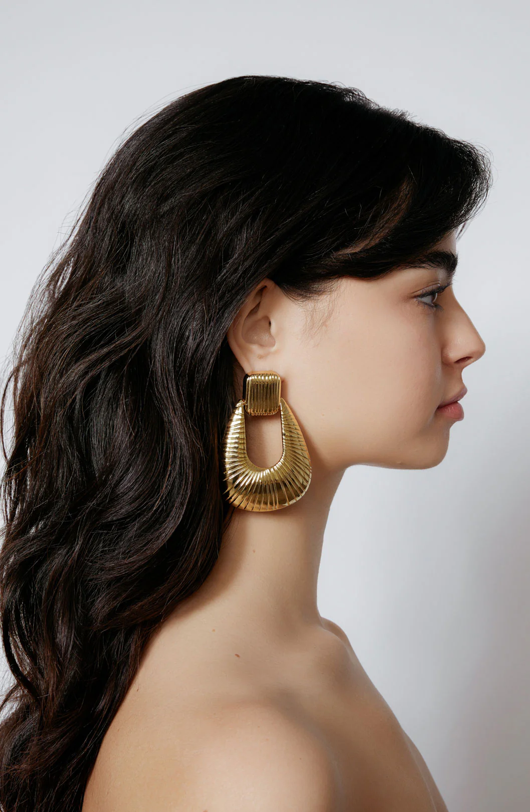 Striated Door Knocker Earrings - Image 3